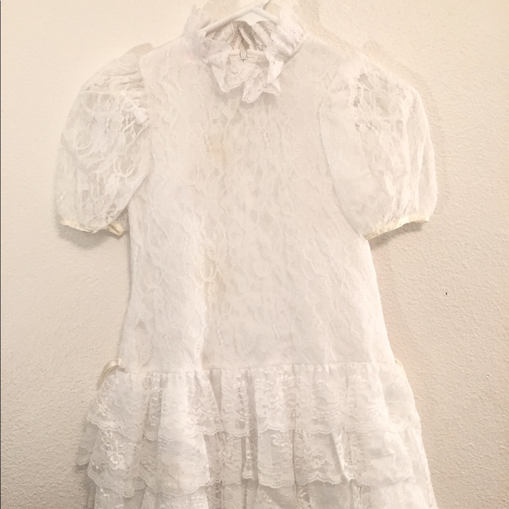 Lace white rose cottage vintage dress